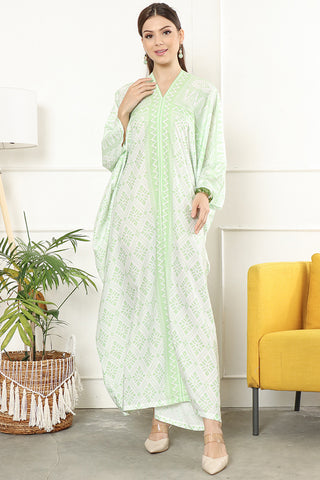 Kanzi Long Sleeve Tapis Kaftan Green