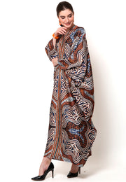 Kanzi Long Sleeve Brown Batik Kaftan