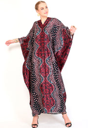Kanzi Long Sleeve Marun Batik Kaftan