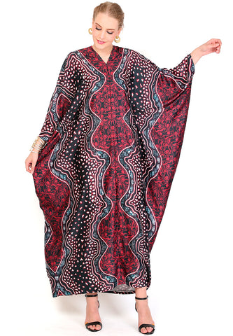 Kanzi Long Sleeve Marun Batik Kaftan