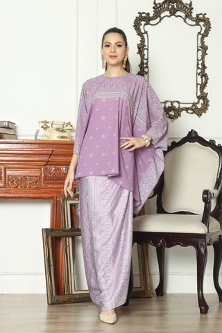 Kanzi Songket Sarong Round-neck Set Lilac