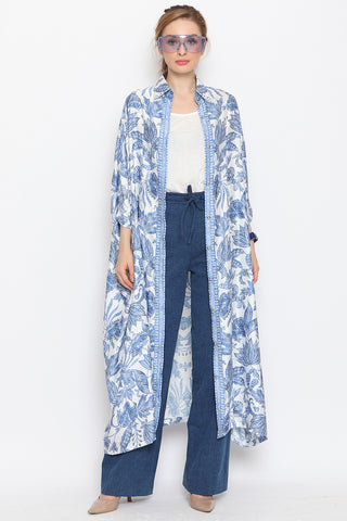 Blue Tiles New Button Kaftan